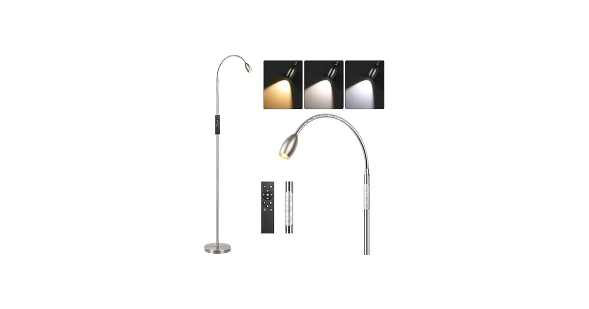 Reading Floor Lamp, Brushed Nickel