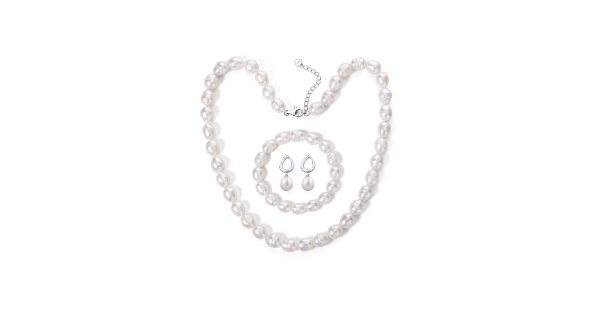 BAMIKI 8-9MM Cultured Pearl Necklace Set