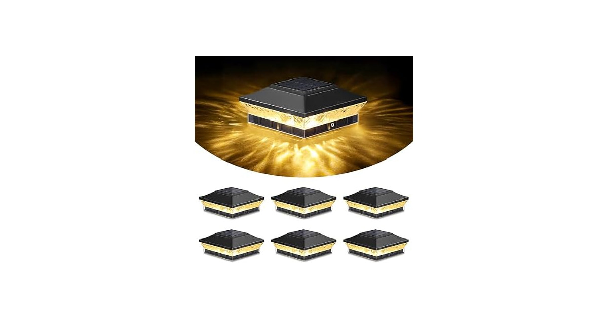 Brightever Solar Post Cap Lights 6 Pack Black