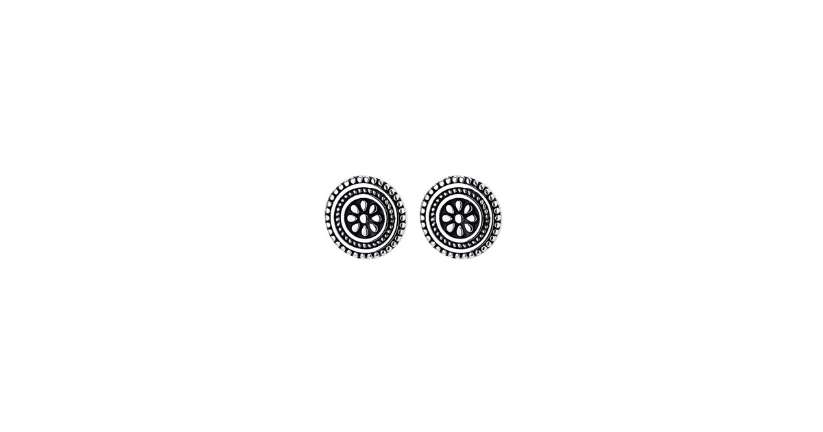 Oxidized Artisan Floral Stud Earrings