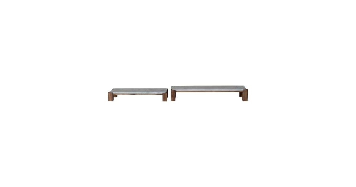 Creative Co-Op 2 pcs Marble and Acacia