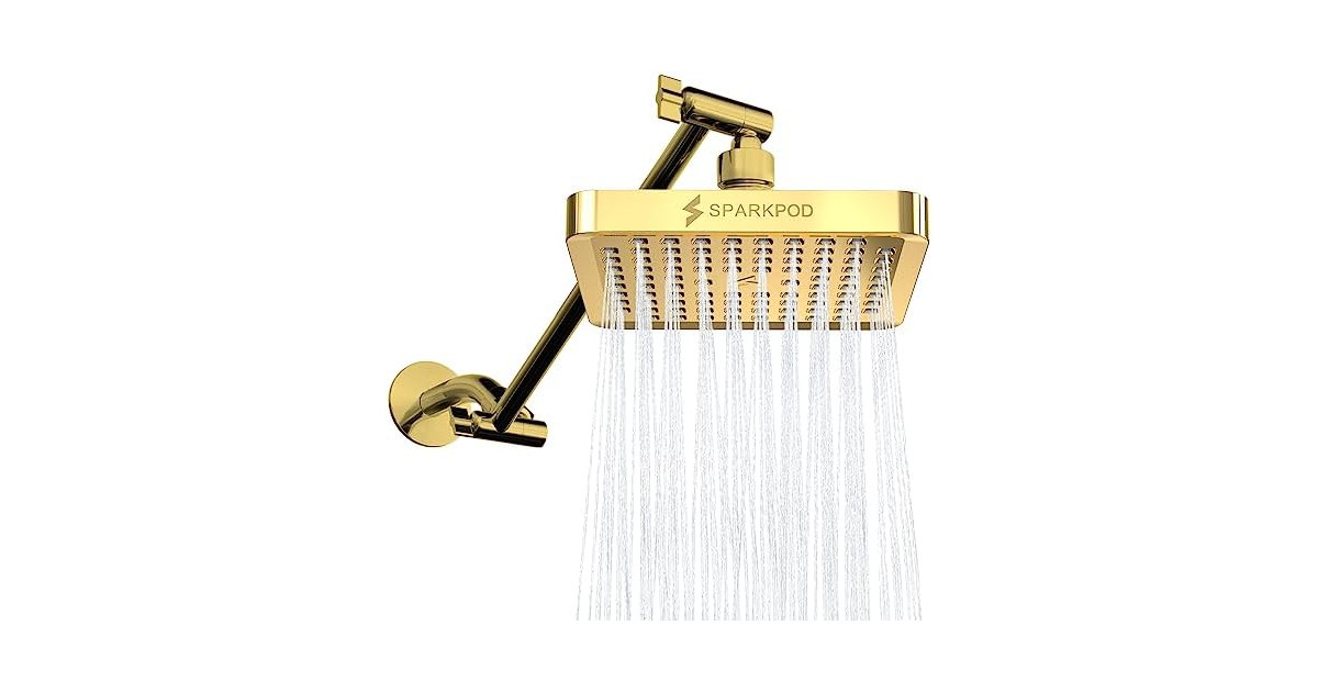 6" Square Rain Shower Head & Arm
