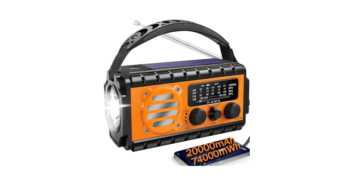 QAUYYW 20000mAh Solar Crank Radio