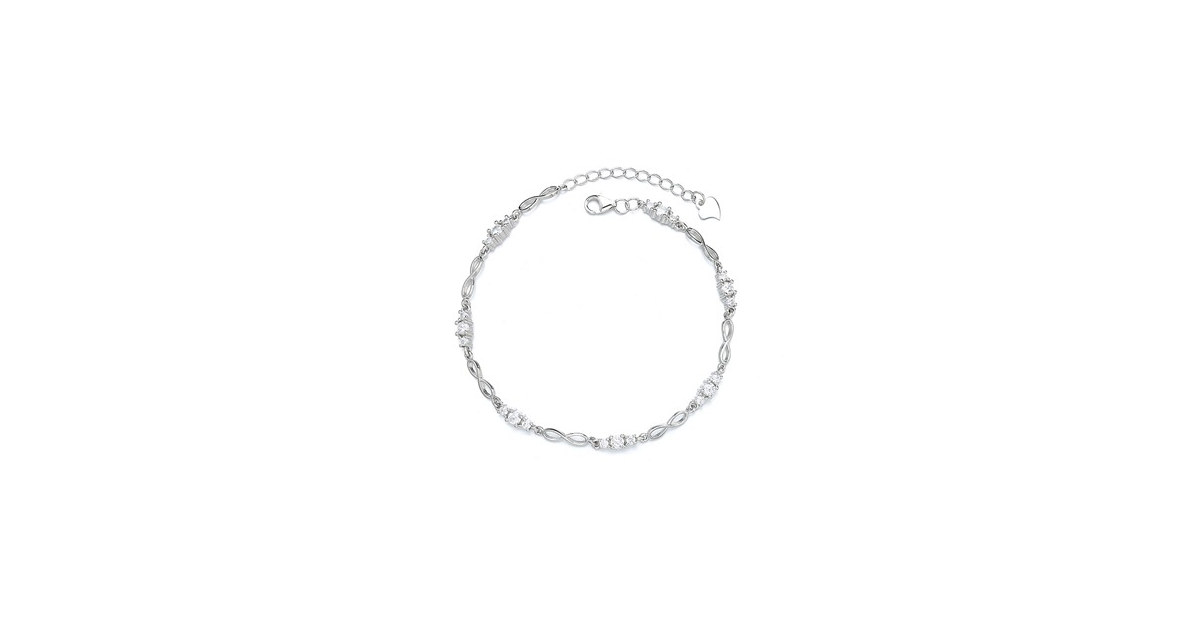 18K White Gold Plated Infinity Bracelet