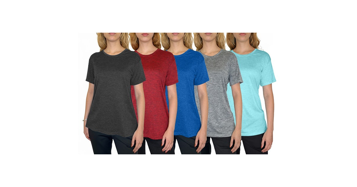 5Pk Womens Loose Fit S/S Active Tee