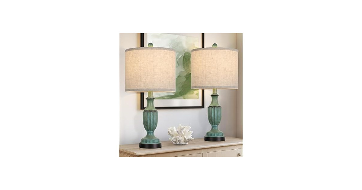 TOBUSA Table Lamp Green 2 Pack