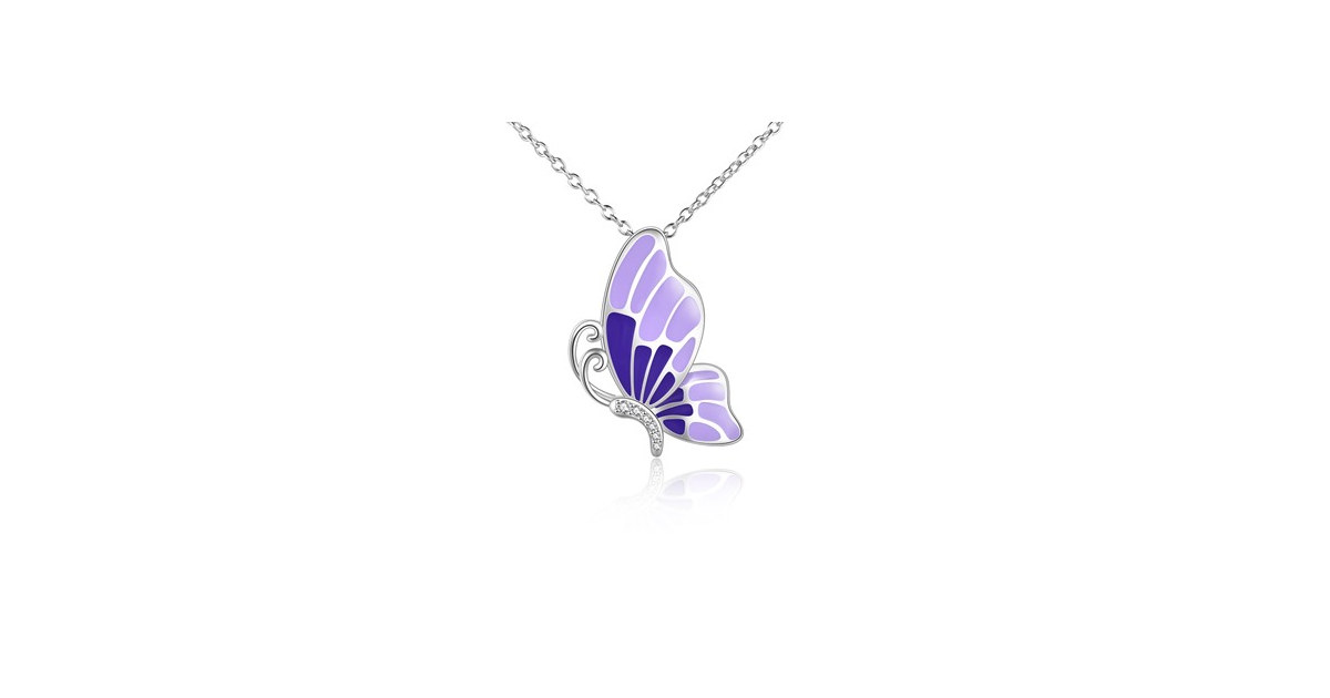 Sterling Purple Butterfly Necklace