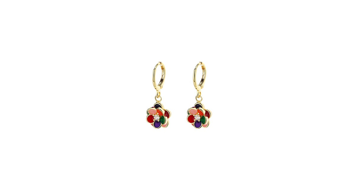 Gold Plated Floral Dangle Drop Earrings
