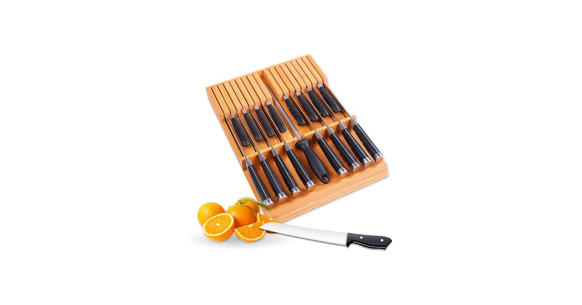 16 Knife Bamboo Drawer Organizer