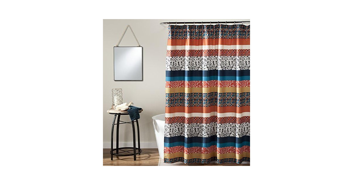 Lush Decor Boho Stripe Shower Curtain Fabric