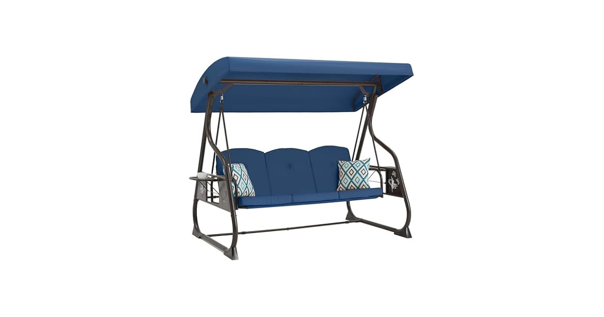 ZZW 3-Seat Patio Porch Swing 800LBS Outdoor Swing with Stand