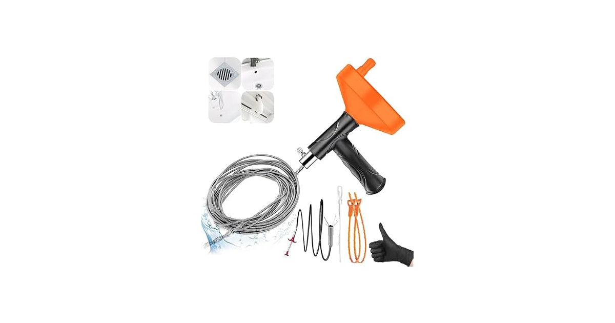 33 Feet Drain Snake Auger, Plumbing Snake Drain Hair Clog Removal