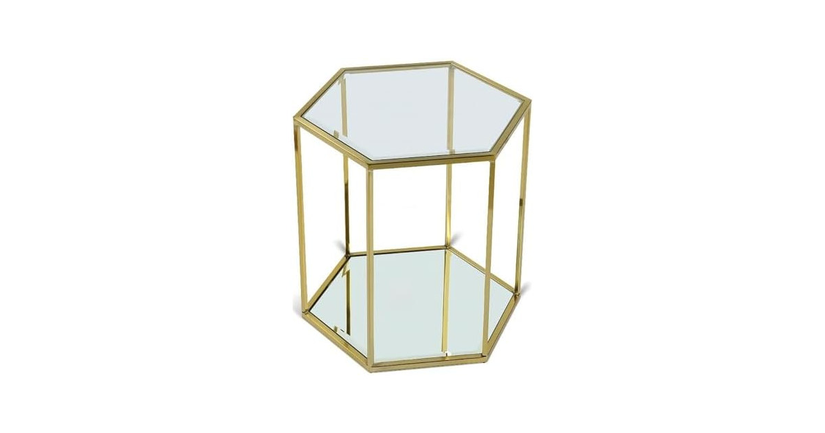 Sei Gold Glass & Steel End/Side Table
