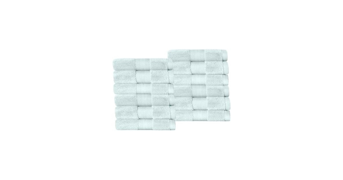 SUPERIOR Turkish Cotton 12-Piece Face Towel Set