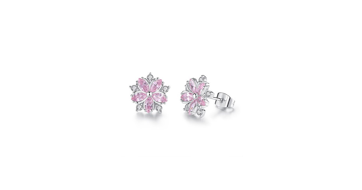 Pink Sapphire Flower Earrings