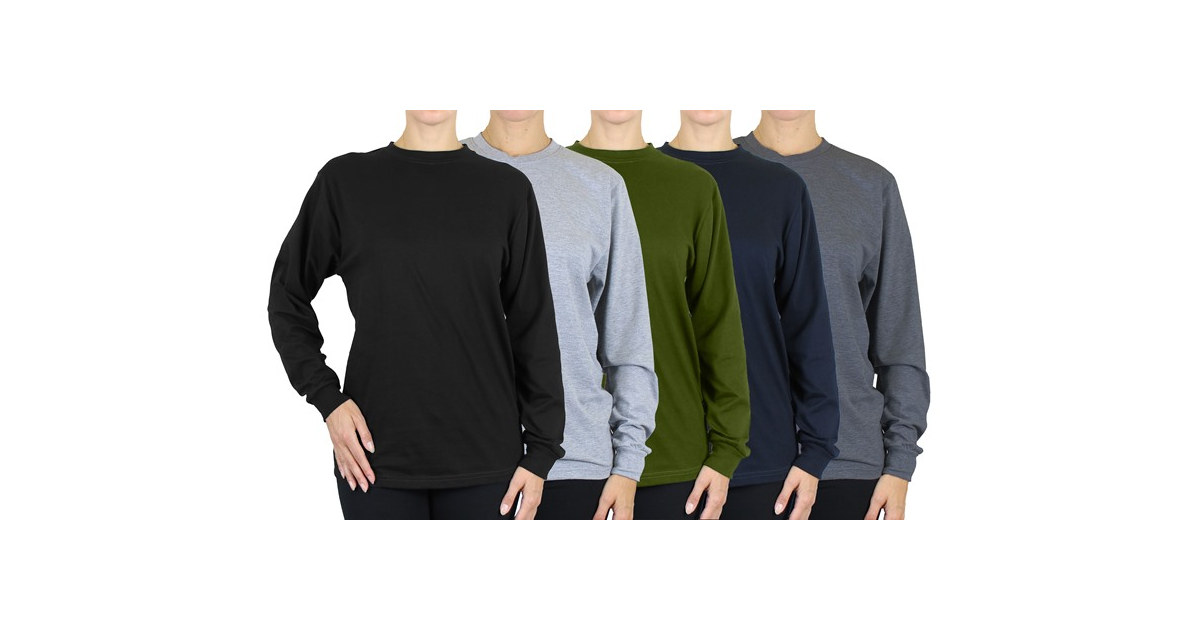 (3 or 6Pk) Womens L/S Loose Fit Solid Shirt