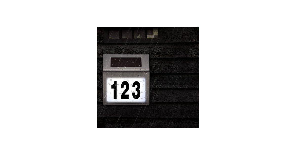 Solar LED Address Sign, Stainless Steel