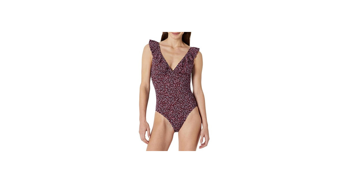 Amazon Essentials Women Ruffle V-neck Swimsuit