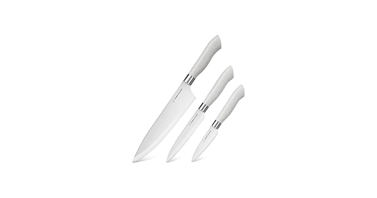 Eco-Friendly 3Pc Kitchen Knife Set w/ Sheaths