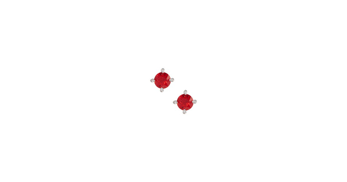 14k White Gold Plated Ruby Studs