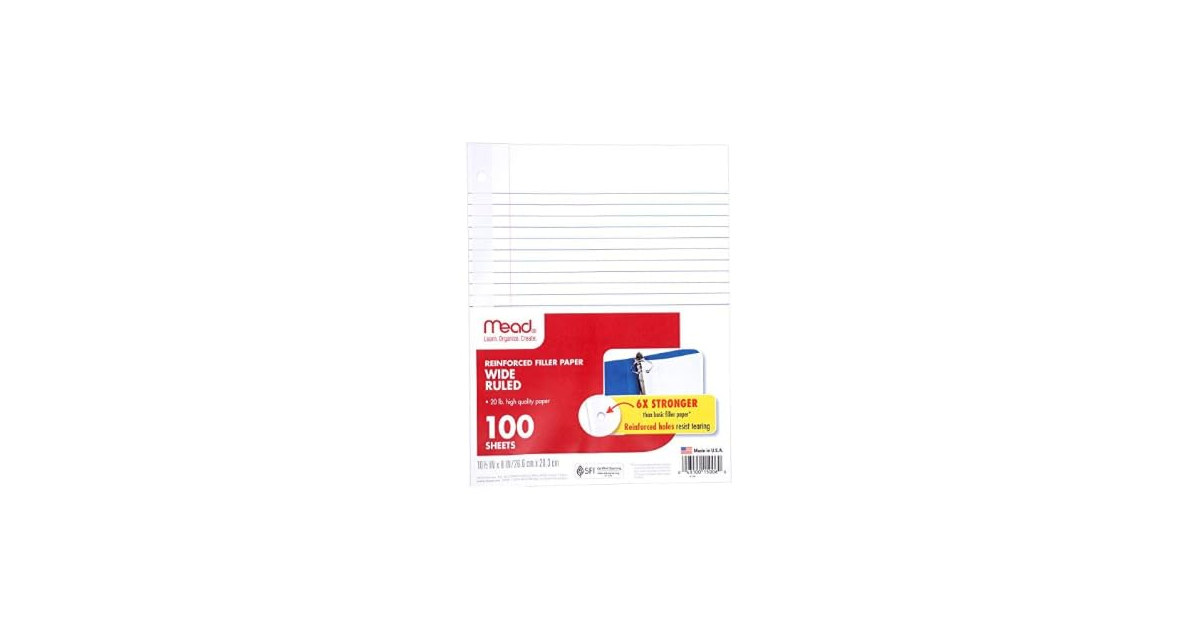 Mead Loose Leaf Paper, Wide Ruled Filler