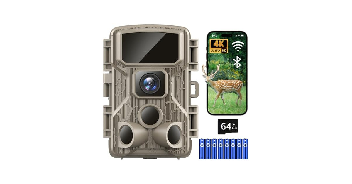 Punvoe 64MP 4K WiFi Trail Camera