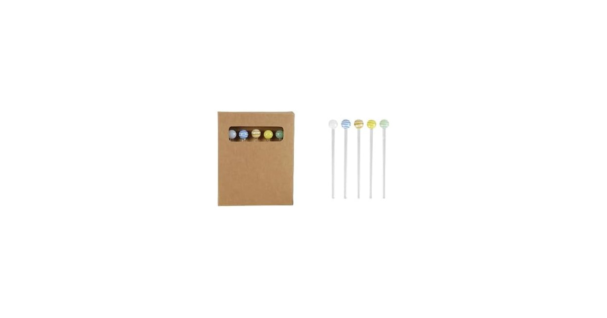 Creative Co-Op Glass Stirrers, Multicolor, Boxed Set of 5