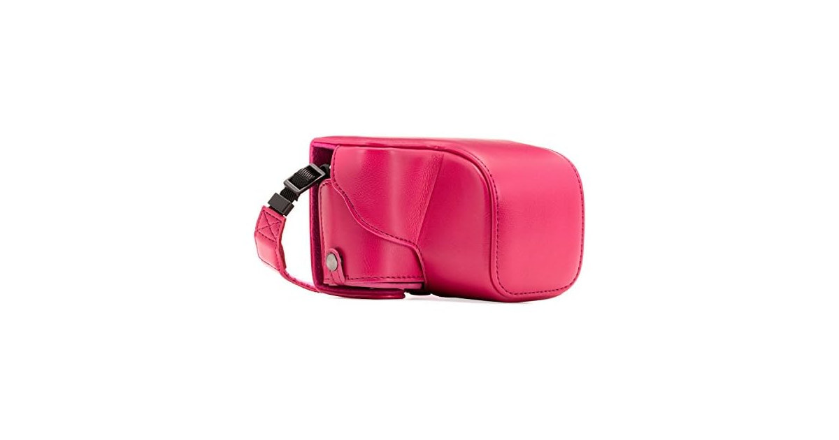 MegaGear Ever Ready Leather Camera Case and Strap (Hot Pink)