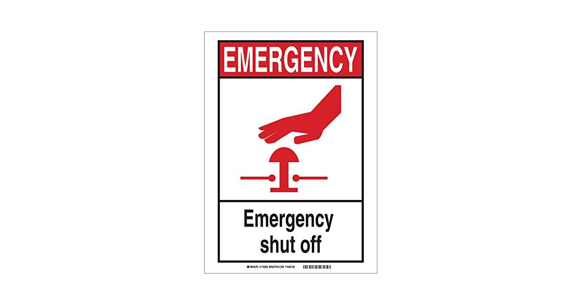 Brady 119260 Plastic "Emergency Shut