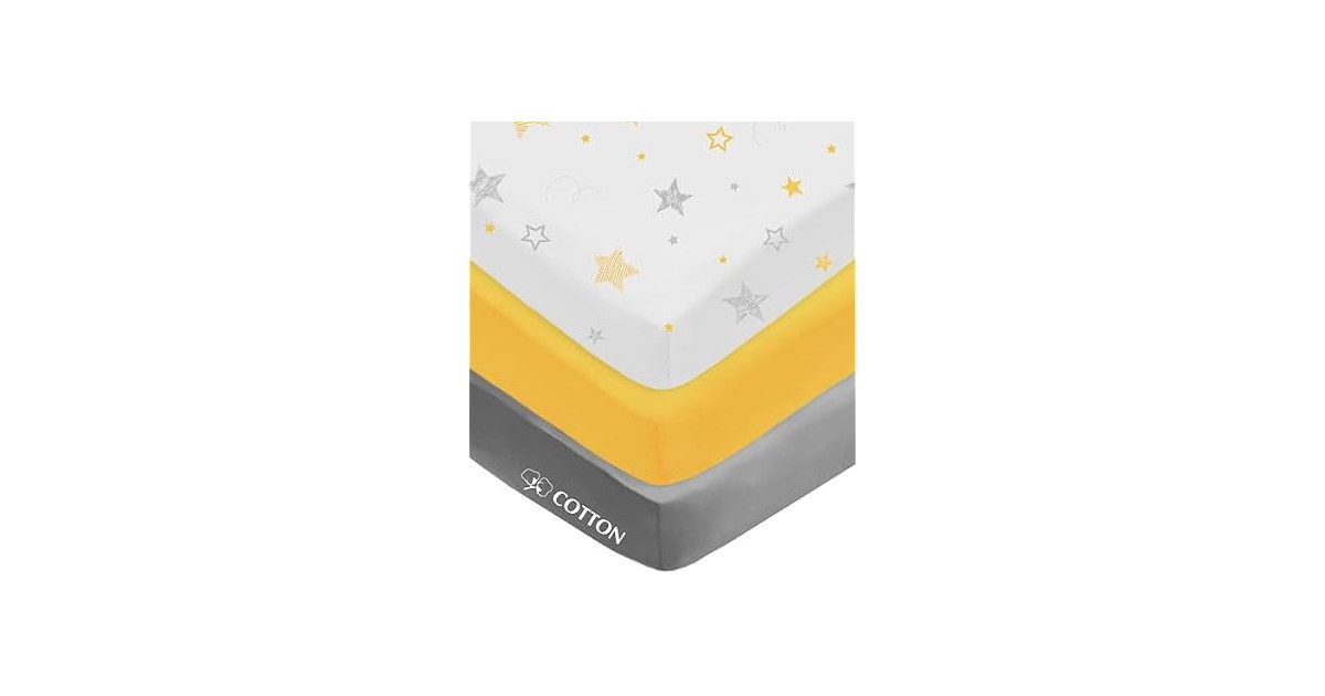 3 Pack 100% Cotton Fitted Crib Sheets