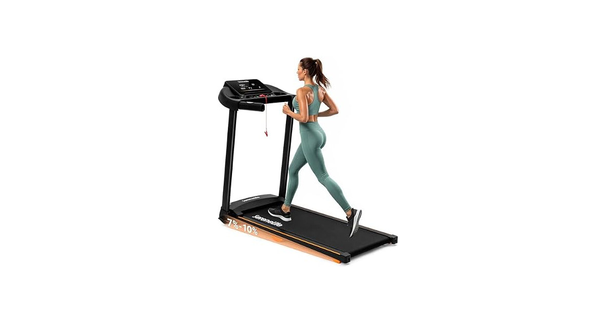 SereneLife Treadmill with Incline & Handle Bars, Midnight Black