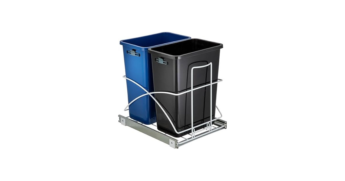 Home Zone Living 15 Gallon Pull Out Dual Kitchen Trash Can