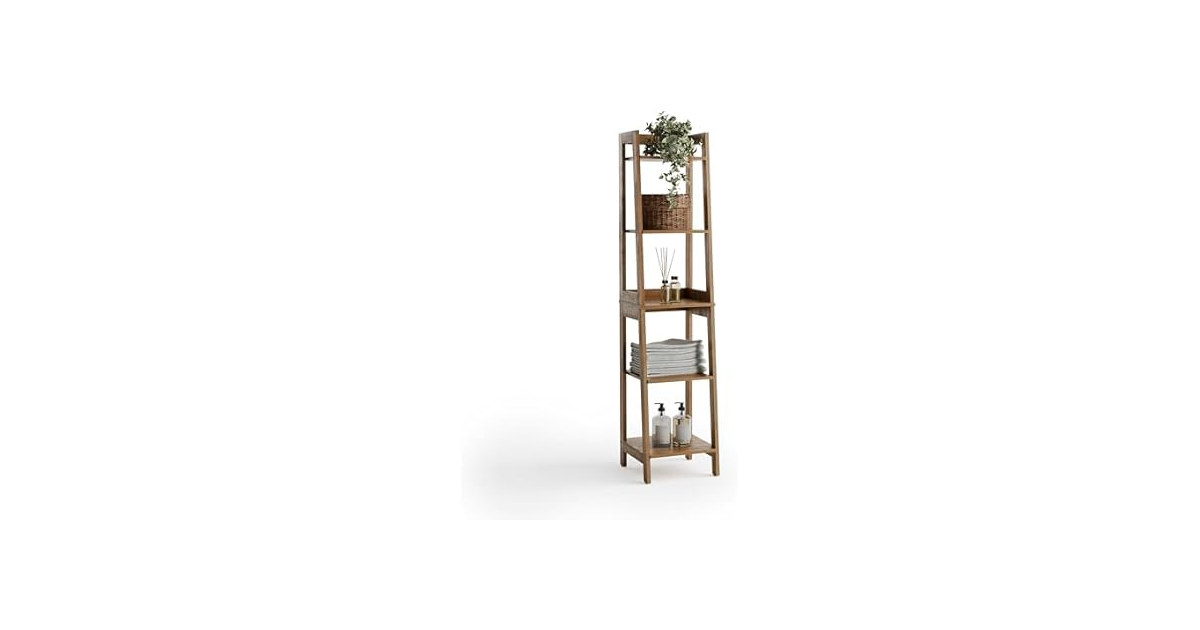 Zenna Home Bamboo Linen Tower 5 Shelves