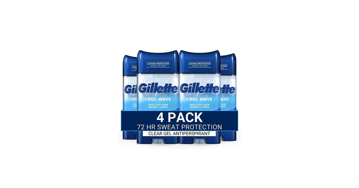 Gillette Deodorant for Men, Clear Gel (Pack of 4)
