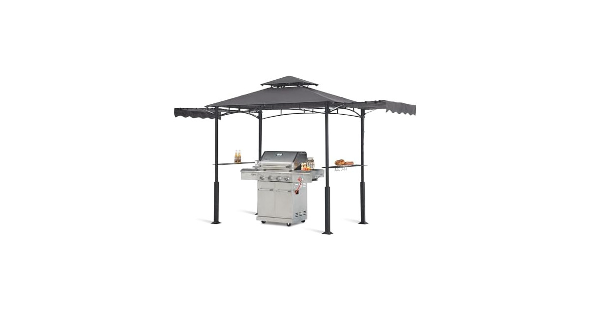 ABCCANOPY Grill Gazebo 14x5 with 2 Side Awnings