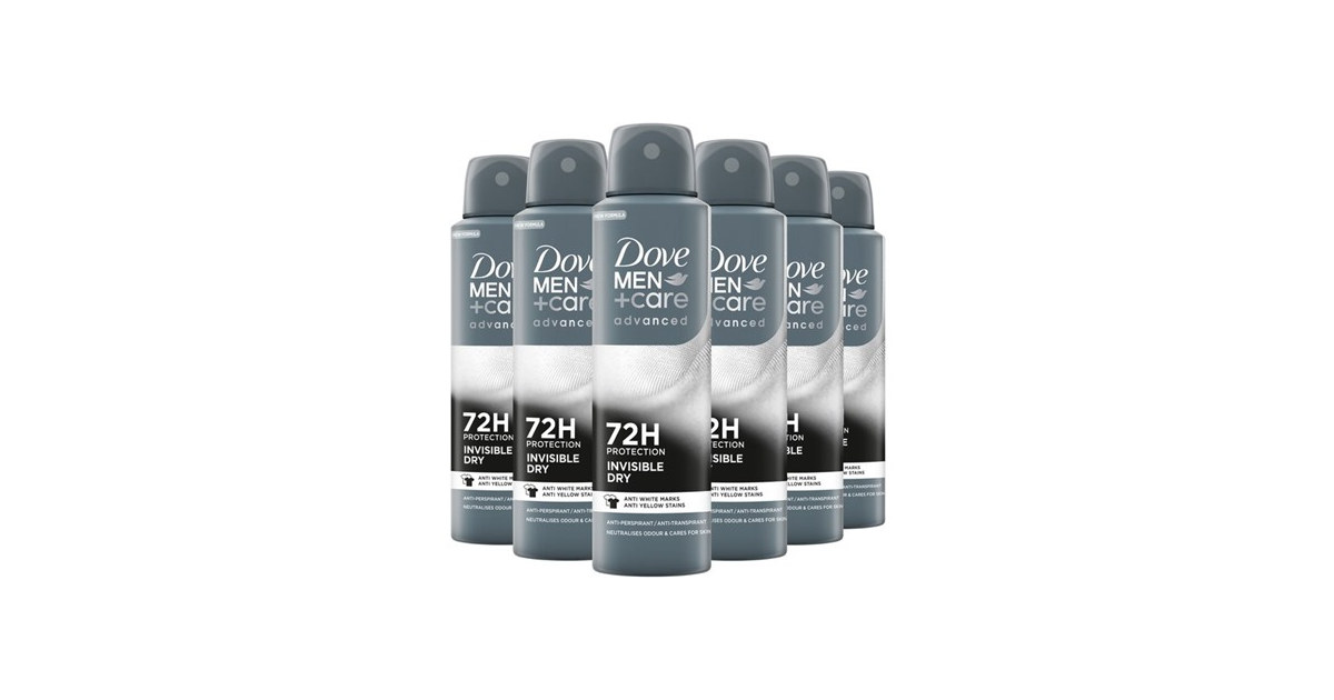 6pk Dove Men Care Invisible Dry Spray 150ml