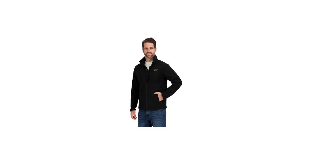 Reebok Men's Mock Neck Zip-up Grid Polar Jacket