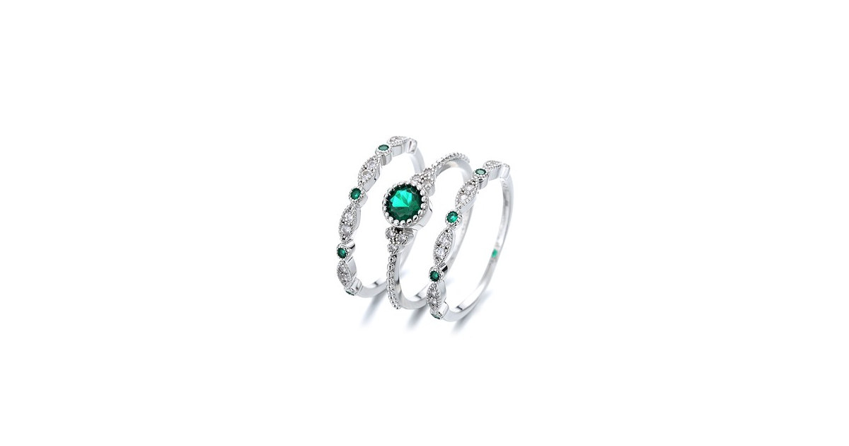 Bezel French Miligrain Ring Set