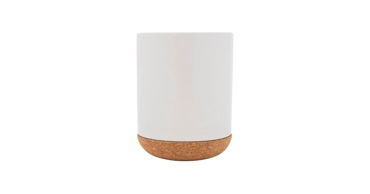 Kamenstein White Ceramic Kitchen Utensil Crock with Cork Base