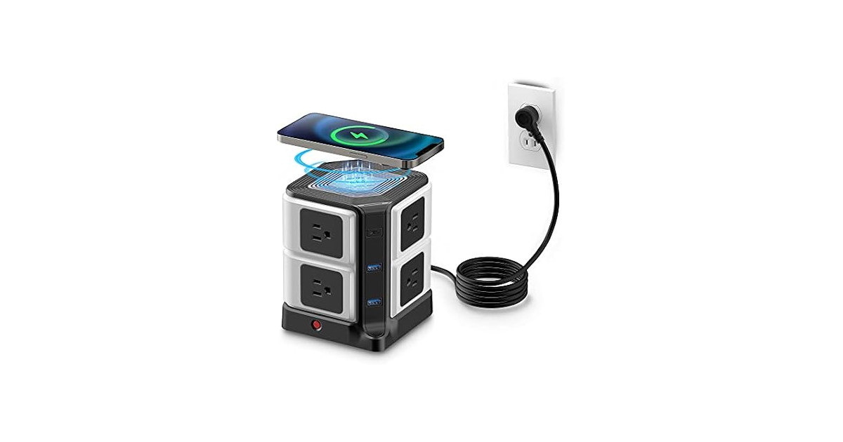 bestek USB C Power Strip with Wireless Charger