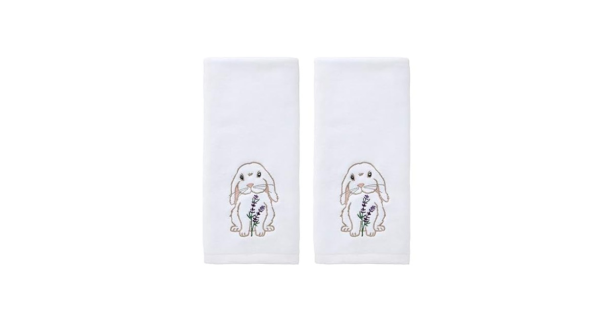 SKL Home Easter Bunny Lop 100% Cotton Embroidered 2pc