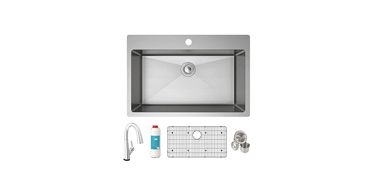Elkay Crosstown Single Bowl Sink Kit with Filtered Faucet