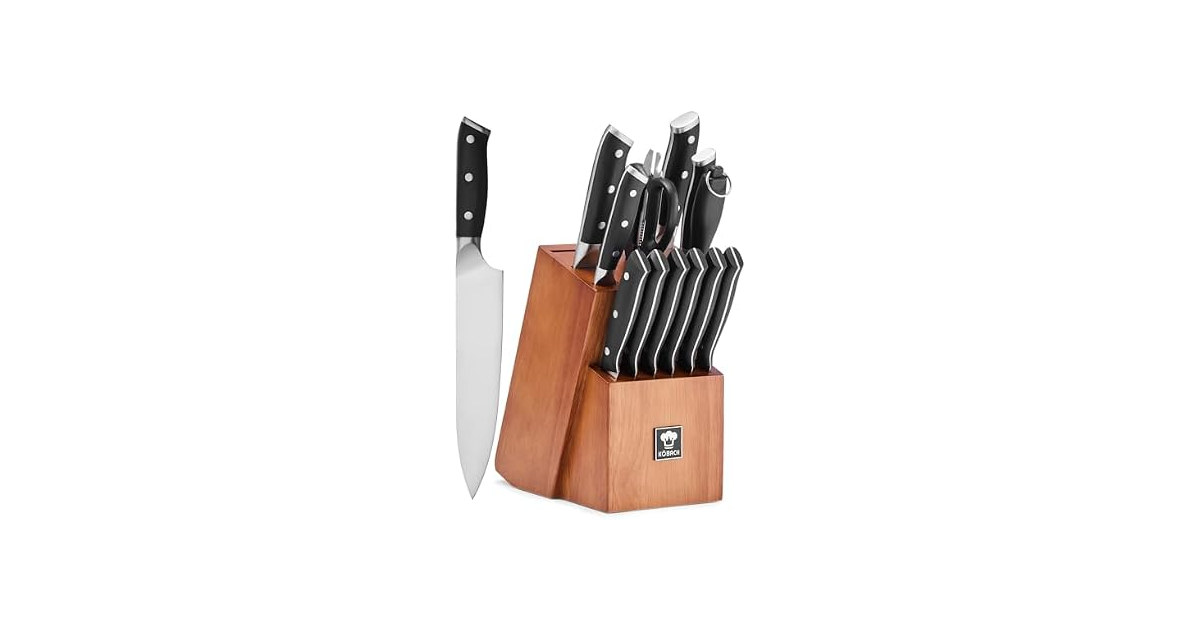 14-Piece Kitchen Knife Set w/ Oak Block