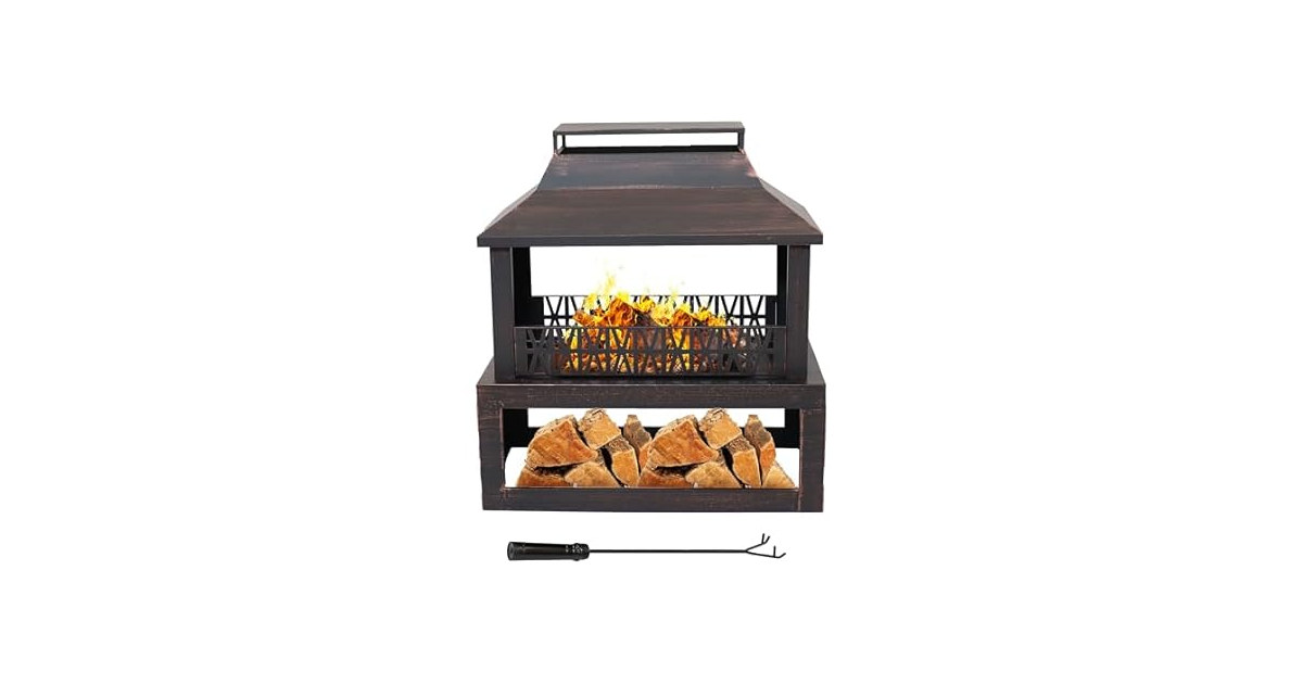 Sunnydaze 35" Steel Outdoor Fireplace