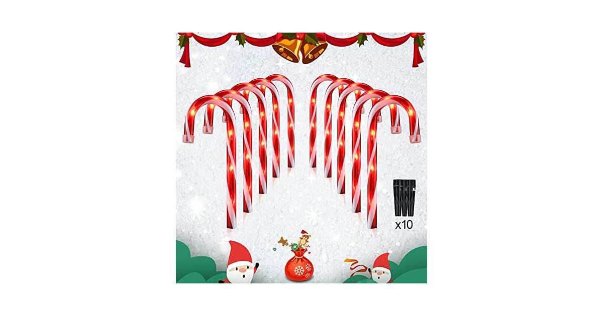 10" Candy Cane Pathway Lights 10 Pack