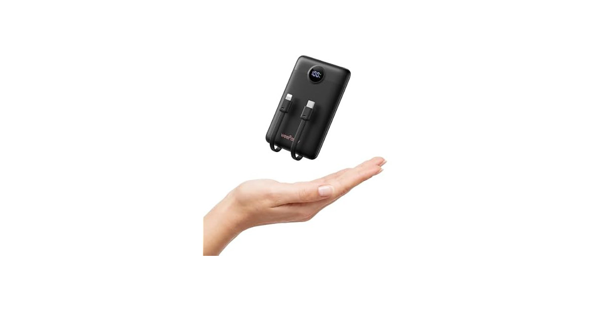 WeeFancy Mini 10000mAh Power Bank Built-In Cables