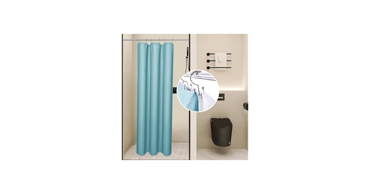 LaCyan Waterproof Waffle Shower Curtain