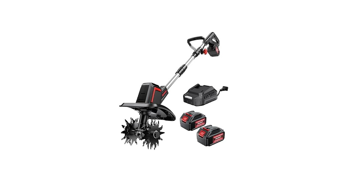 SOARFLY Cordless Tiller Cultivator 9in