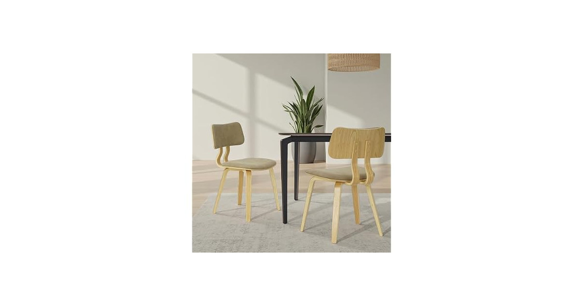 Armen Living Dining Chair with Faux Leather Seat, Set of 3