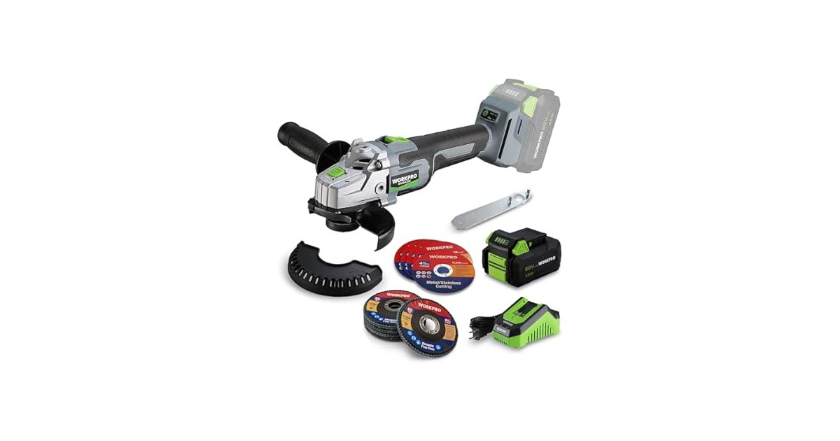 WORKPRO 20V Brushless Grinder w/4.0Ah Batt+Chger